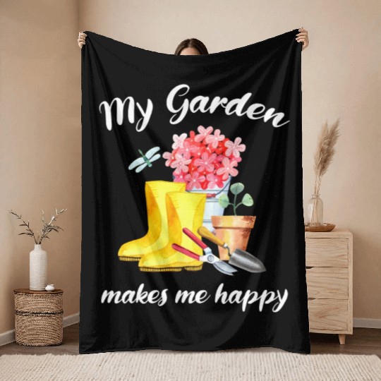 Garden Quote Hobby Gardener Gift Idea Throw Blankets