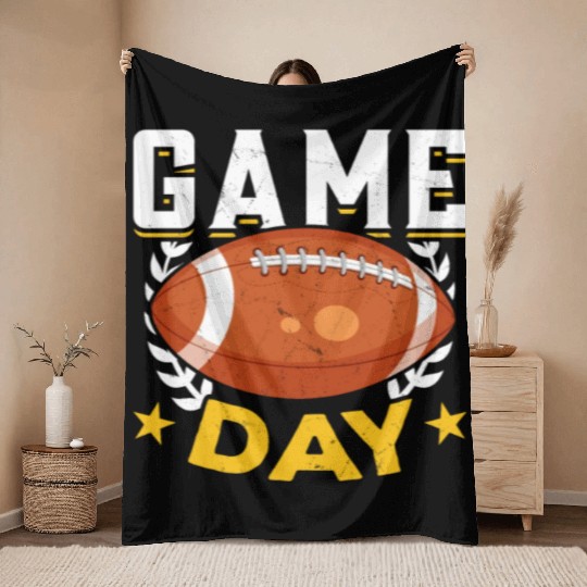 Football Game Day American Football Throw Blankets