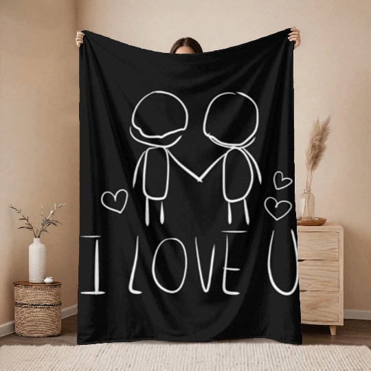 valentines day i love you gay couple Throw Blankets