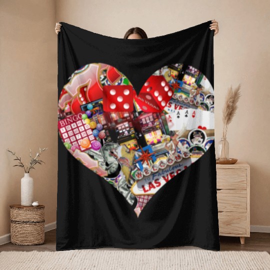 Heart of Las Vegas Gamblers Delight Throw Blankets