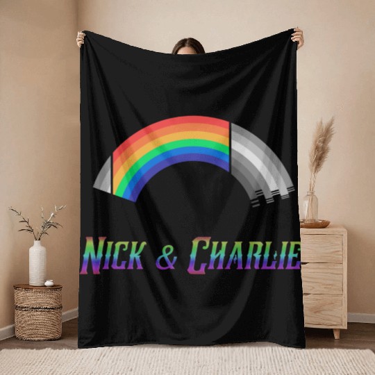 Heartstopper Rainbow LBGTQIA+ Nick and Charlie Throw Blankets