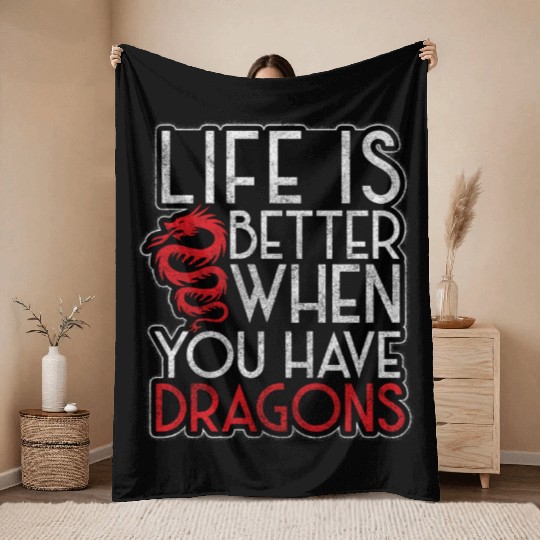 Fantasy Dragon Scales Monster Chinese Dragon Throw Blankets