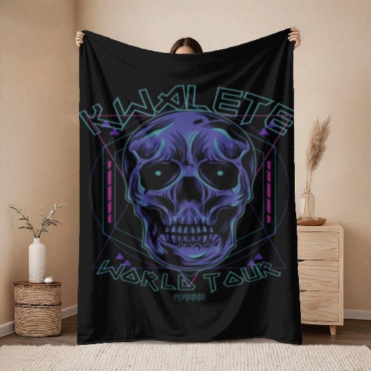 Kwalete World Tour Diamond Skull Throw Blankets