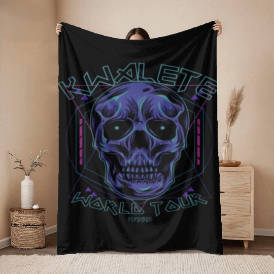 Kwalete World Tour Diamond Skull Throw Blankets