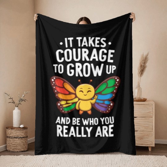 Gay Pride Month Monarch Butterfly Coming Out Of Throw Blankets