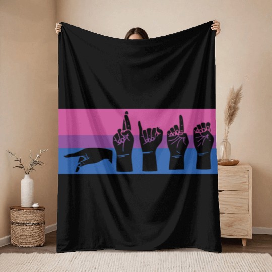 Bisexual ALS Pride BI Sing Language LGBT Lover Bi Throw Blankets
