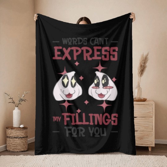 Dim Sums Filling Asian Food Chinese Food Fan Throw Blankets