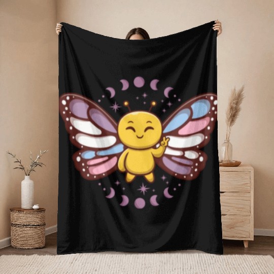 Intersex Monarch Butterfly Subtle Discreet Pride Throw Blankets
