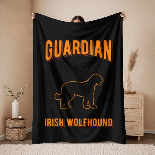 Irish Wolfhound Guardian Angel Throw Blankets