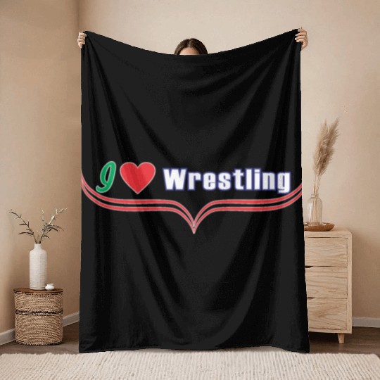 i love wrestling Throw Blankets