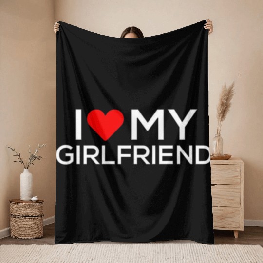 i love my girlfriend Throw Blankets