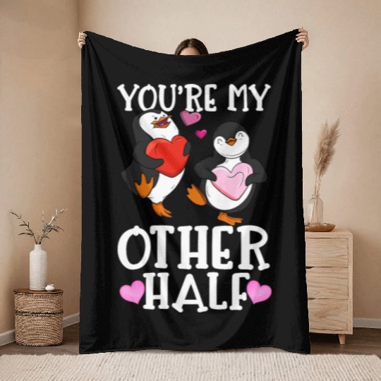 You're My Other Half Penguin Throw Blankets