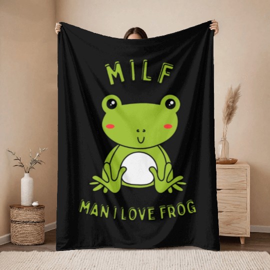 MILF Man I Love Frog Throw Blankets