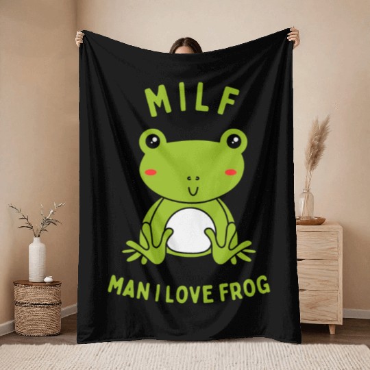 MILF Man I Love Frog Throw Blankets