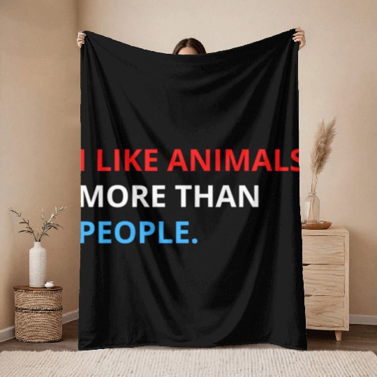 I Like Animals More Than People (Red, White & Blue Throw Blankets