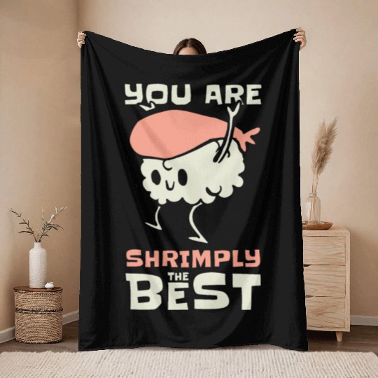 Asian Food Sushi Shrimp Food Sushi Lover Throw Blankets