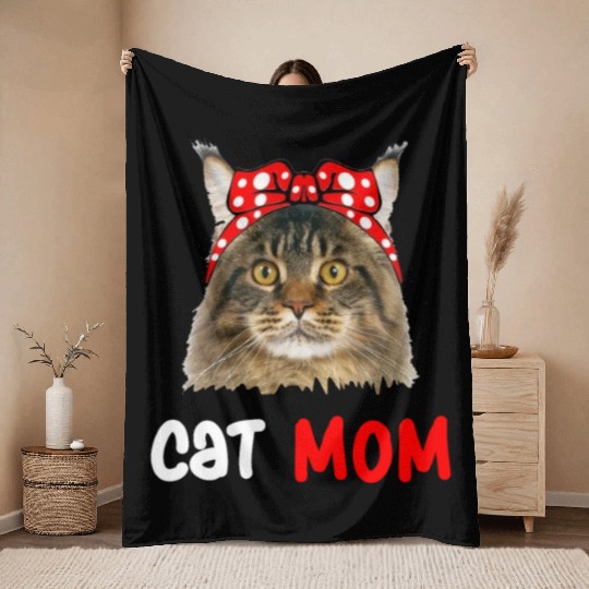 Cat Mom Throw Blankets