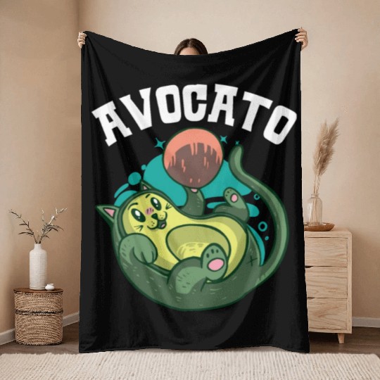 Avocato Avocado Lover Guac Guacamole Keto Cat Throw Blankets