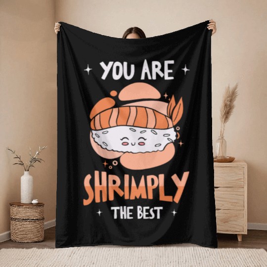 Asian Food Sushi Shrimp Food Sushi Lover Throw Blankets