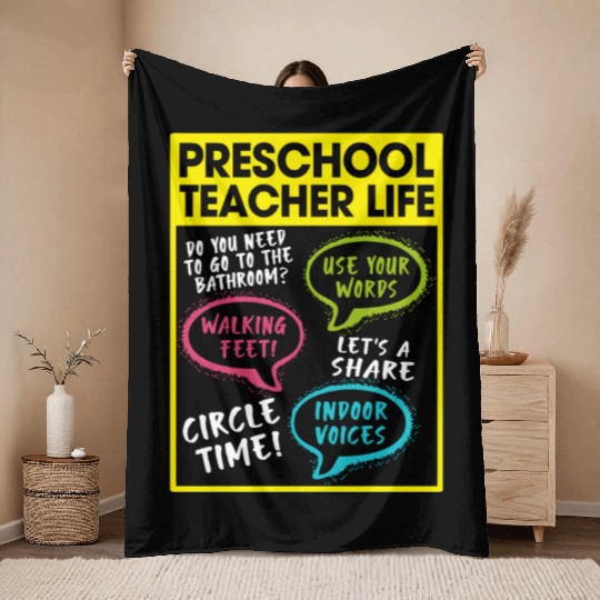 Preschool Teacher Life Throw Blankets