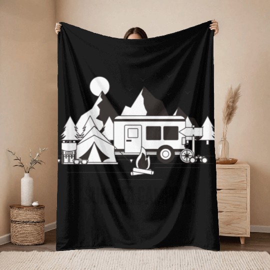 summer camping Throw Blankets