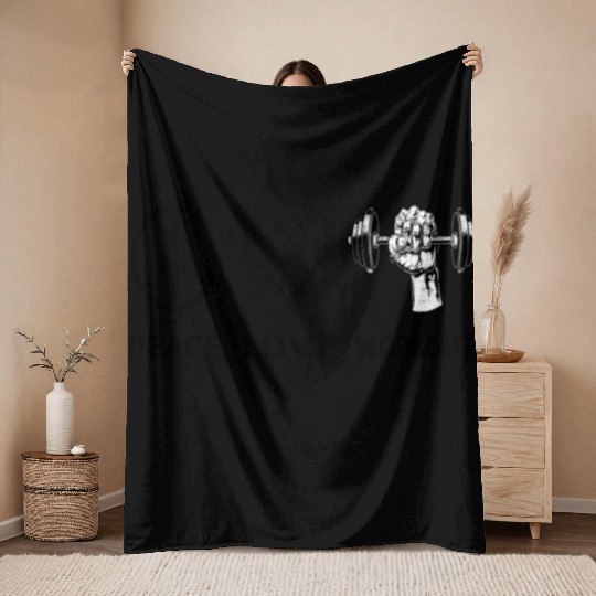 Peace love workout dumbbells heart shape. Throw Blankets