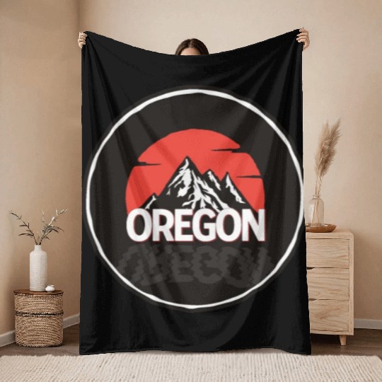 Oregon - Mountains & Sunrise Throw Blankets