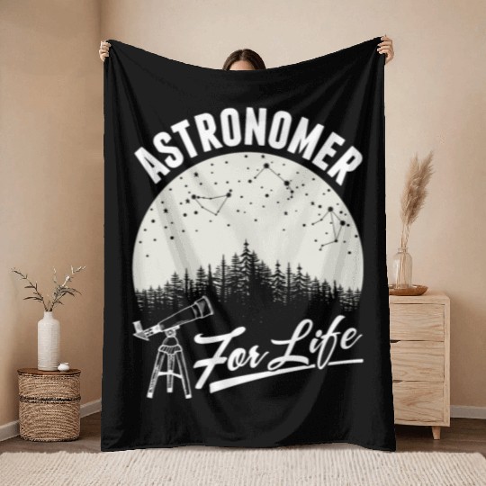 Telescope Stars Galaxy Astronomy Lover Throw Blankets
