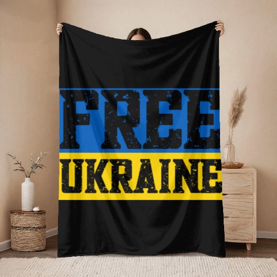Free Ukraine Flag Throw Blankets