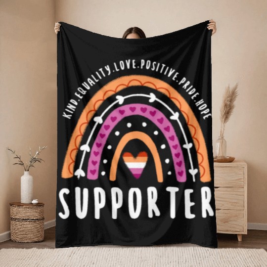 Supporter Lesbian Pride Rainbow Throw Blankets