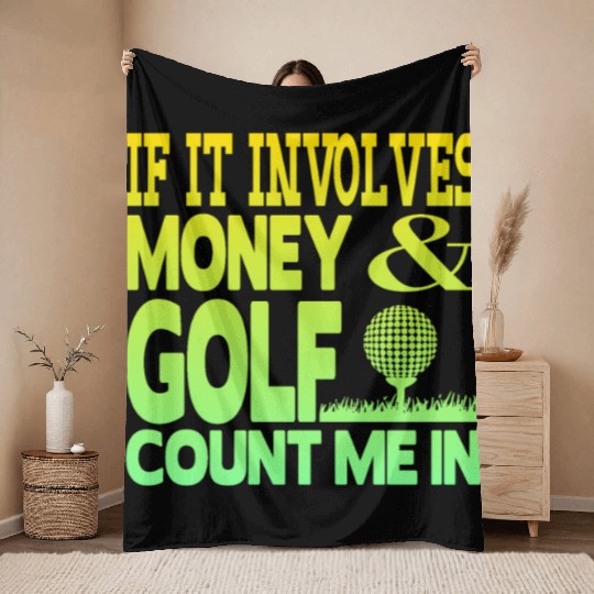 Money and golf Throw Blankets