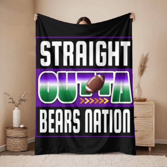 Straight Outta Bears Nation Football Full Icon Throw Blankets
