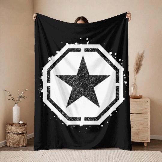 Sponge stencil Star inside octagon Throw Blankets