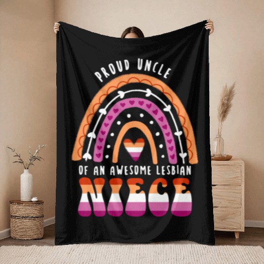 Proud Uncle Awesome Lesbian Niece Throw Blankets