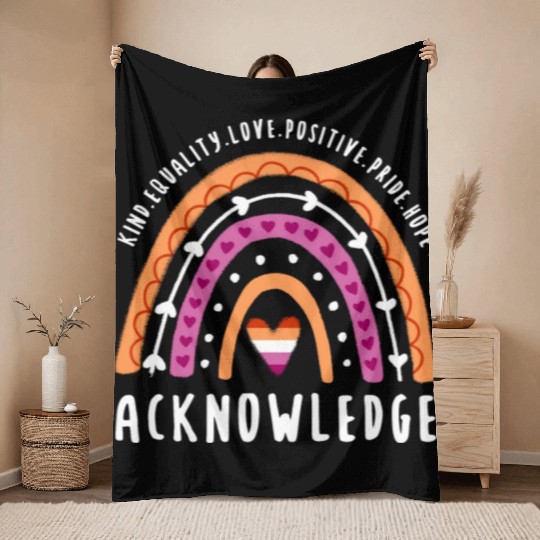 Acknowledge Lesbian Pride Rainbow Throw Blankets