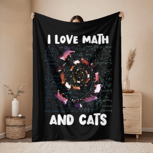 Math Kitty Cat I Love Math And Cats Mathematics Throw Blankets