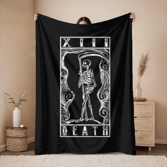 Tarot Card Death Xiii Occult Vintage Style Throw Blankets