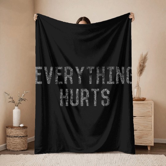 Workout Everything Hurts Vintage Gym Throw Blankets