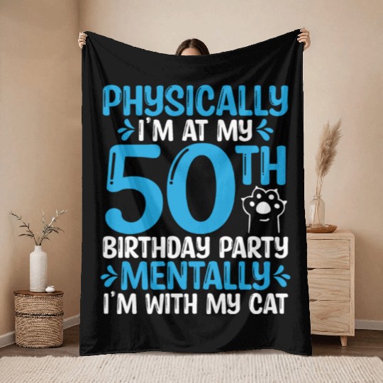 50 Year Old Cat Dad with my Cat Mom 50th Birthday Throw Blankets