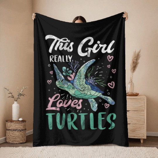 Turtle Relaxed Chilling Sea Ocean Beach Throw Blankets