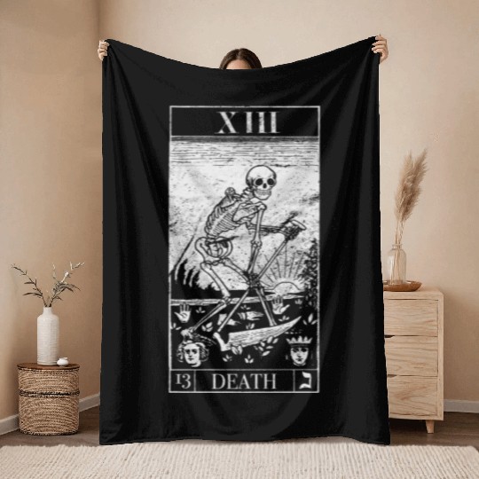 Blackcraft The Grim Reaper Vintage Death Tarot Car Throw Blankets