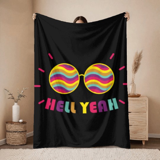 Pride Month - Hell Yeah - Rainbow Glasses Throw Blankets