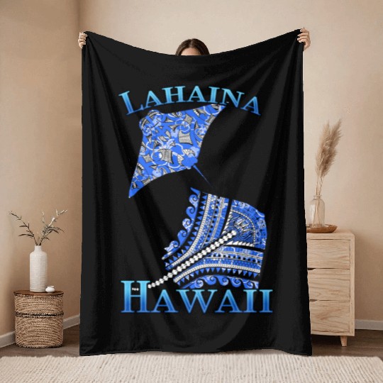 Lahaina Vacation Tribal Stingrays Throw Blankets