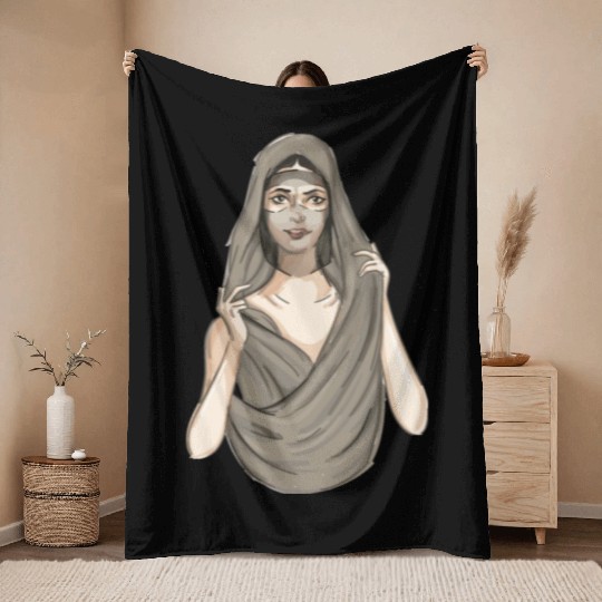 Arabic Woman Hijab Belly Dance Arabic Woman Hijab Throw Blankets