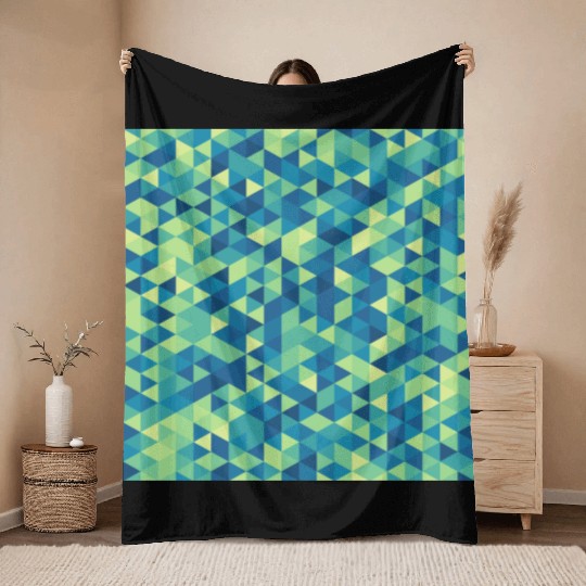 Geometric Hexagon Pattern Blue Yellow Green Throw Blankets