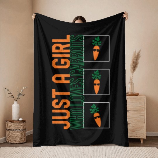 Carrot Vegetable Throw Blankets, Just A Girl Who Loves