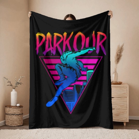 Parkour Free Running Traceur 80S Throw Blankets