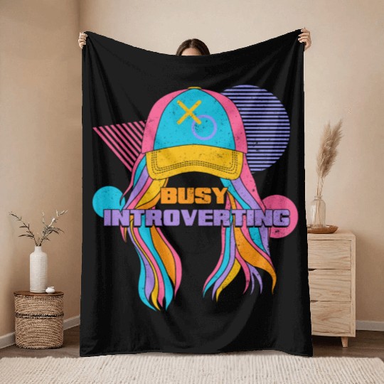 Busy Introverting 90s Style Vibe Nineties Throw Blankets