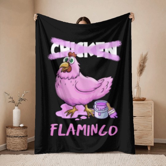 Huhn As Flamingo Cartoon Throw Blankets