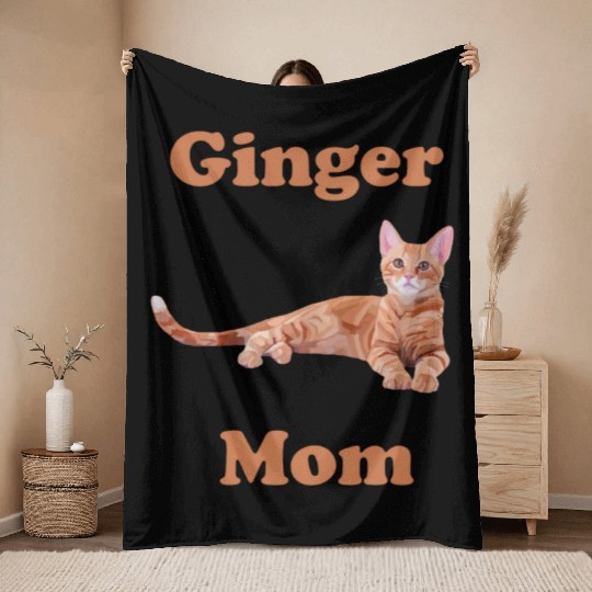 Ginger Cat Mom Throw Blankets